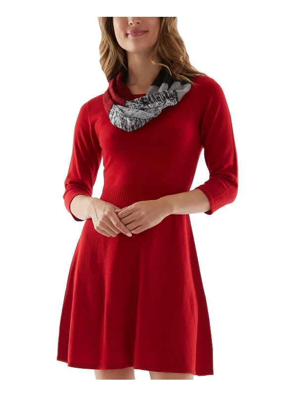 Juniors Womens 2 PC Flared Sweaterdress Warm Knit Sweater