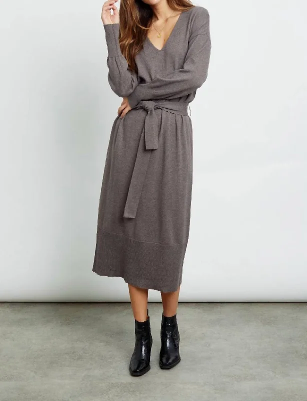 Margot Sweater Dress In Latte Chunky Knit Sweater Dress