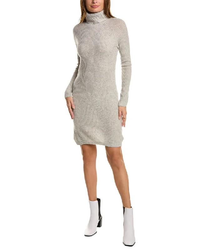 Qi Cashmere Turtleneck Cashmere Sweaterdress High Neck Knit Dress